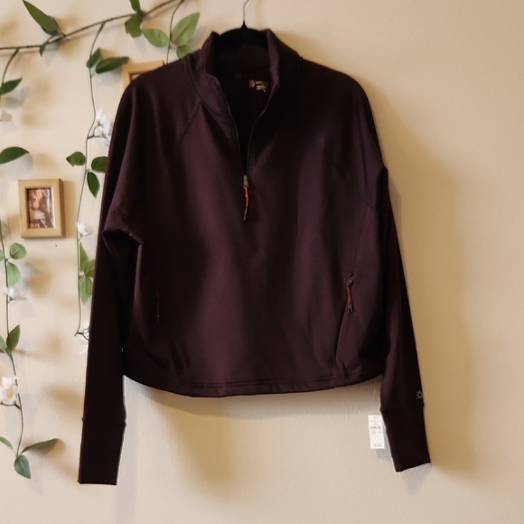 aerie Tops - NWT - Aerie Brown Warm Up Quarter Zip Jacket - M